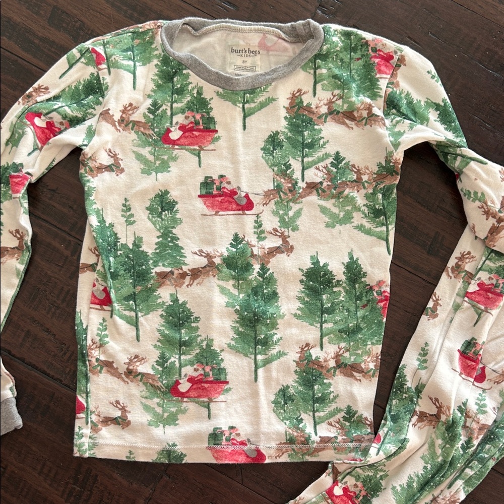 Burt's Bees Kids Pajama Set - Cream and Green - Picture 4 of 6